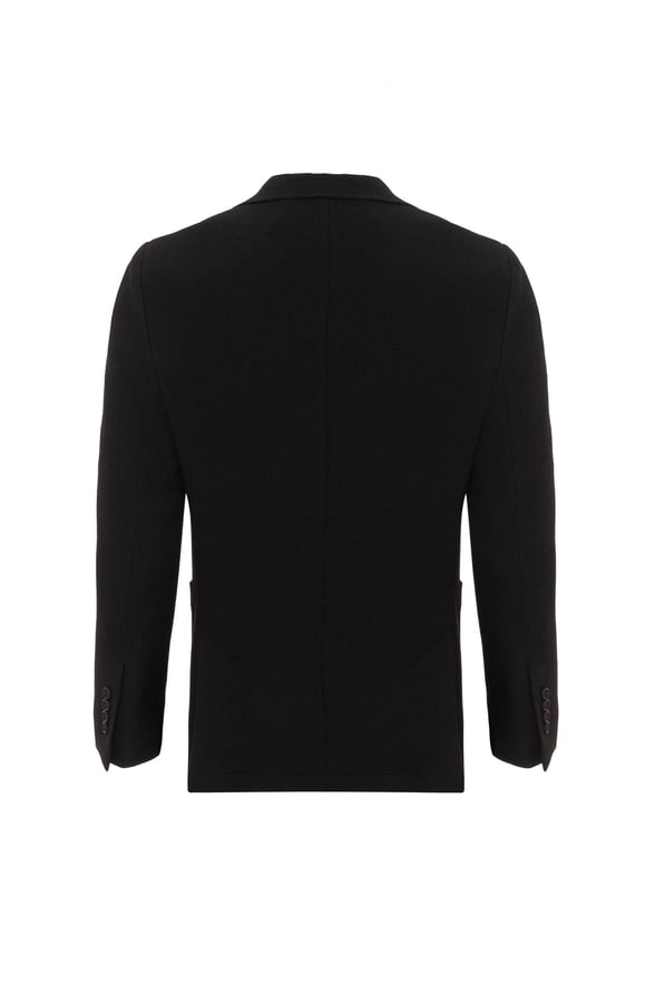 Siyah Slim Armürlü Mono Yaka 6 Drop Ceket
