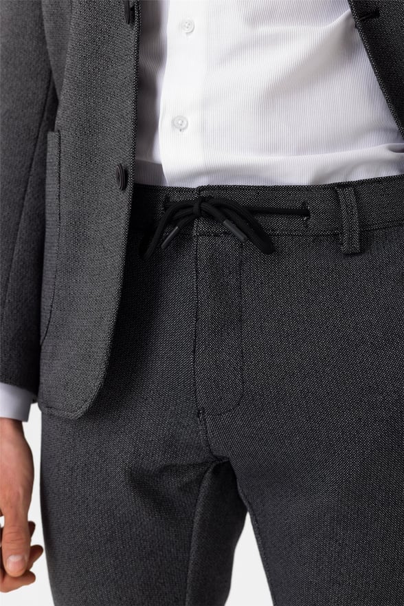 Siyah Slim Armürlü Mono Yaka 6 Drop                                                       Takım Elbise