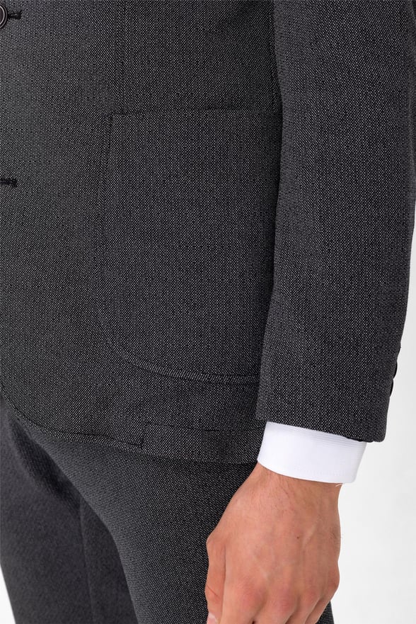 Siyah Slim Armürlü Mono Yaka 6 Drop                                                       Takım Elbise