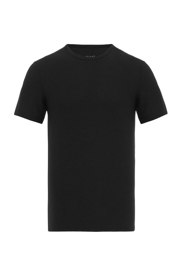 Siyah Slim Armürlü O Yaka Tişört