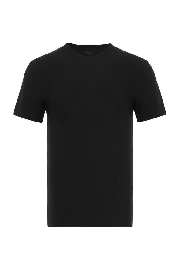 Siyah Slim Armürlü O Yaka Tişört