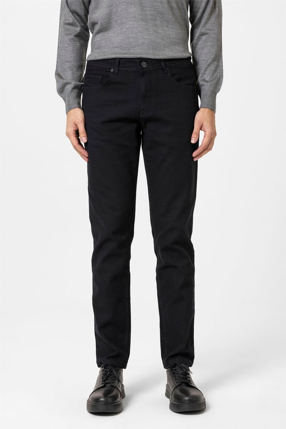 Siyah Slim Armürlü Pantolon