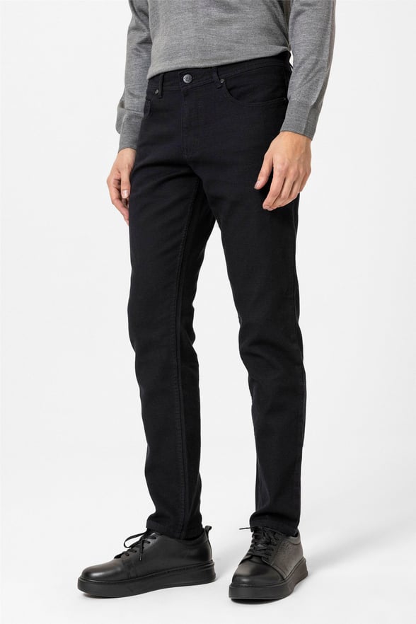 Siyah Slim Armürlü Pantolon
