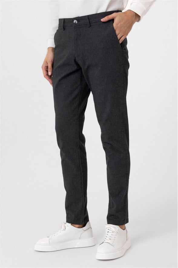 Siyah Slim Armürlü Pantolon