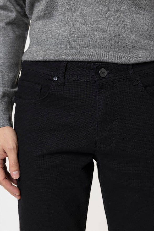 Siyah Slim Armürlü Pantolon