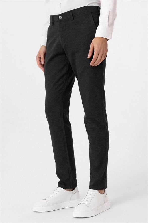 Siyah Slim Armürlü Pantolon