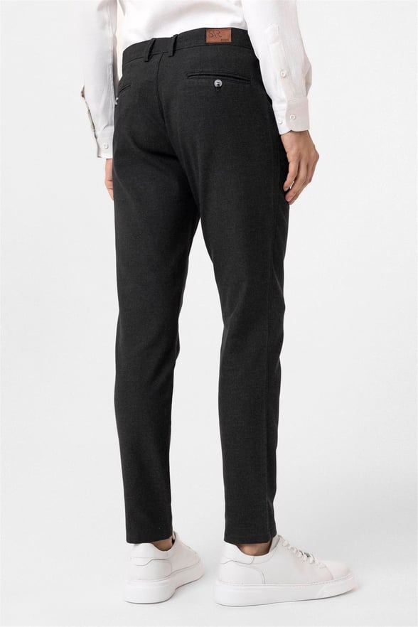 Siyah Slim Armürlü Pantolon