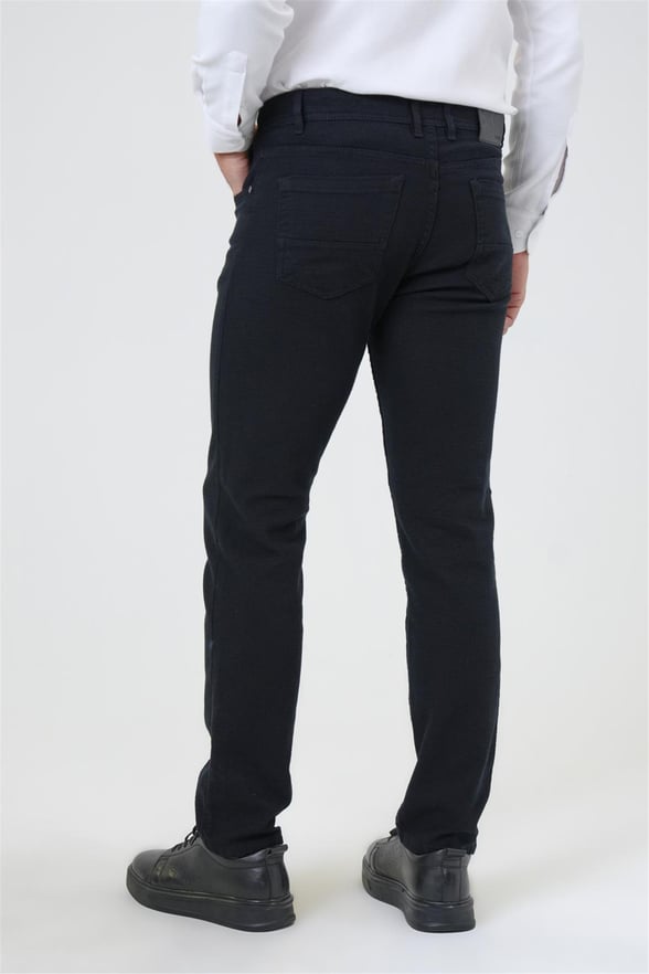 Siyah Slim Armürlü Pantolon