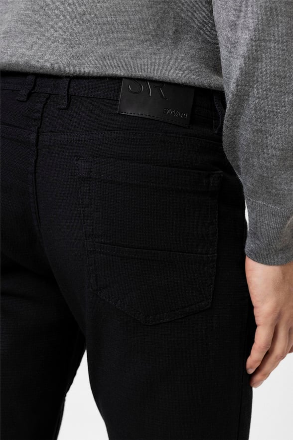 Siyah Slim Armürlü Pantolon