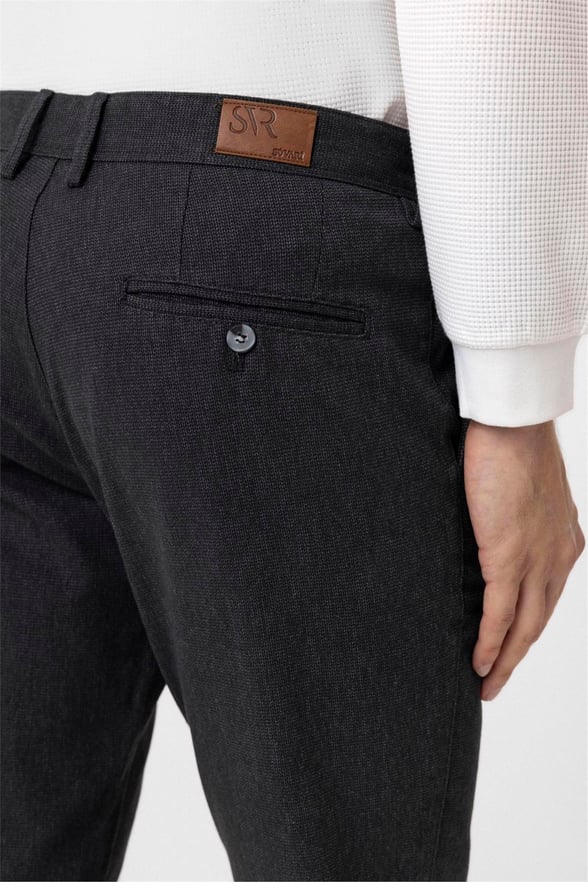Siyah Slim Armürlü Pantolon