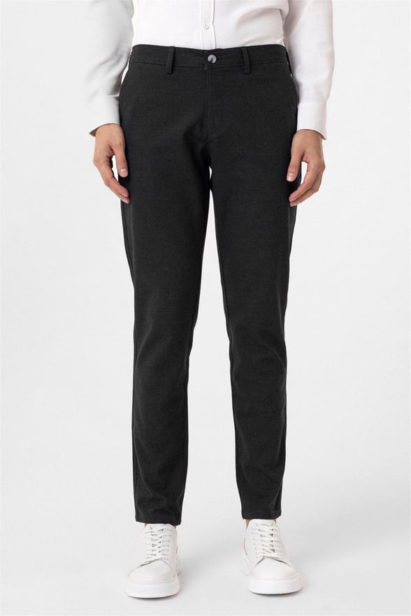 Siyah Slim Armürlü Pantolon