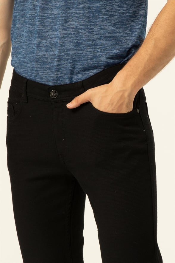 Siyah Slim Armürlü   Pantolon