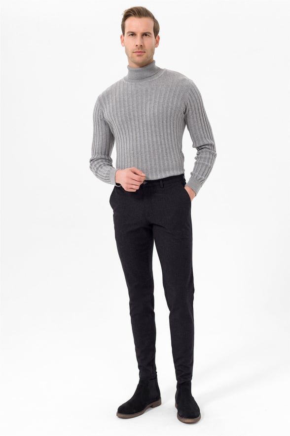 Siyah Slim Armürlü   Pantolon