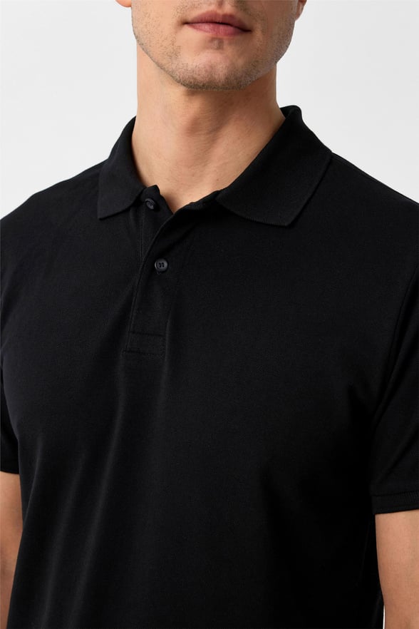 Siyah Slim Armürlü Polo Yaka Tişört