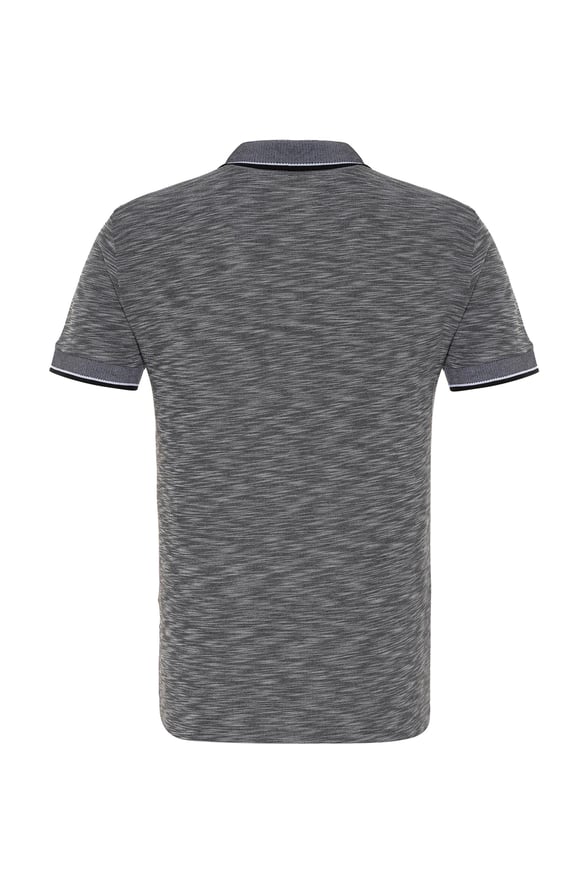 Siyah Slim Armürlü Polo Yaka Tişört