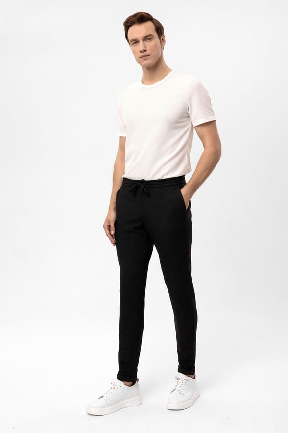 Siyah Slim Desenli   Jogger Pantolon
