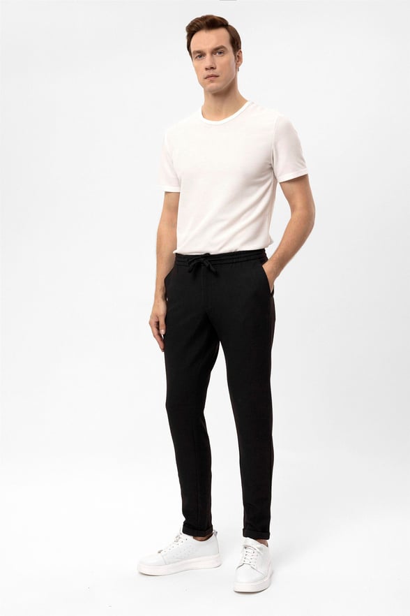 Siyah Slim Desenli   Jogger Pantolon