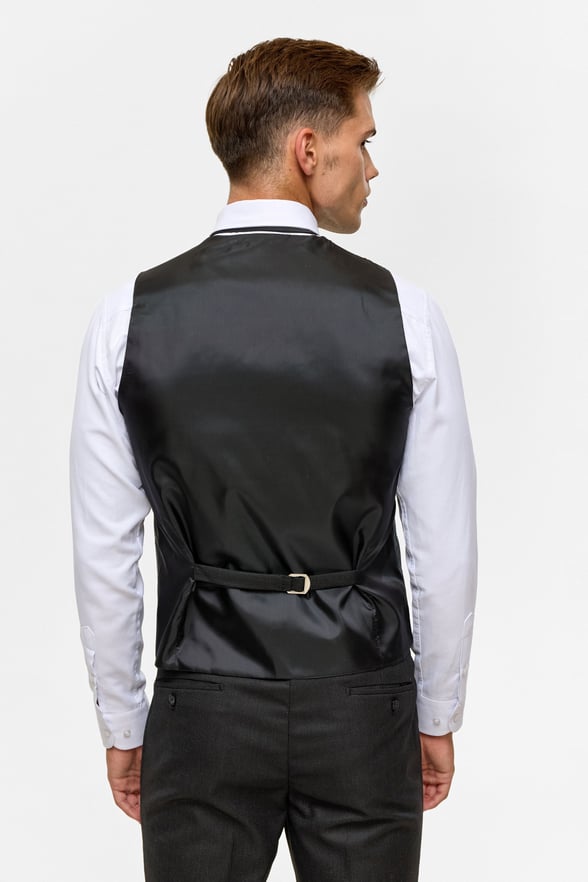 Siyah Slim Desenli Mono Yaka 6 Drop Yelekli Takım Elbise