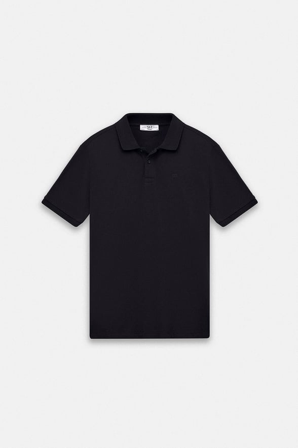 Siyah Slim Düz Baskısız Pike Düğmeli Polo Yaka Tişört
