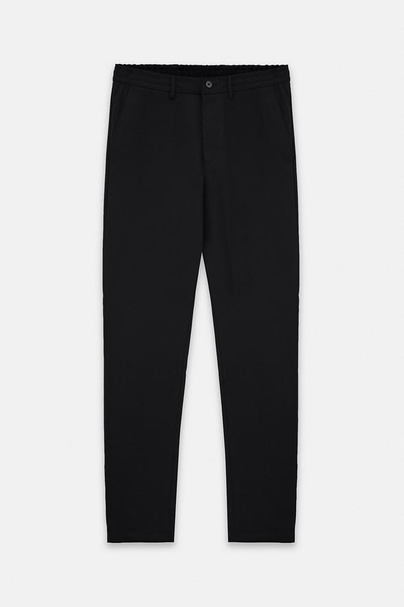 Siyah Slim Düz Bezayağı Yarım Lastikli Jogger Pantolon