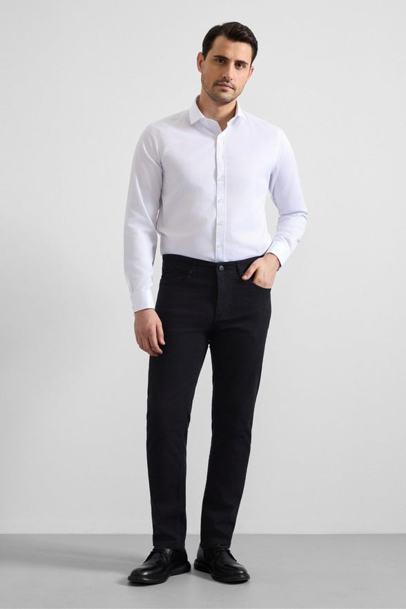 Siyah Slim Düz Casual Pantolon