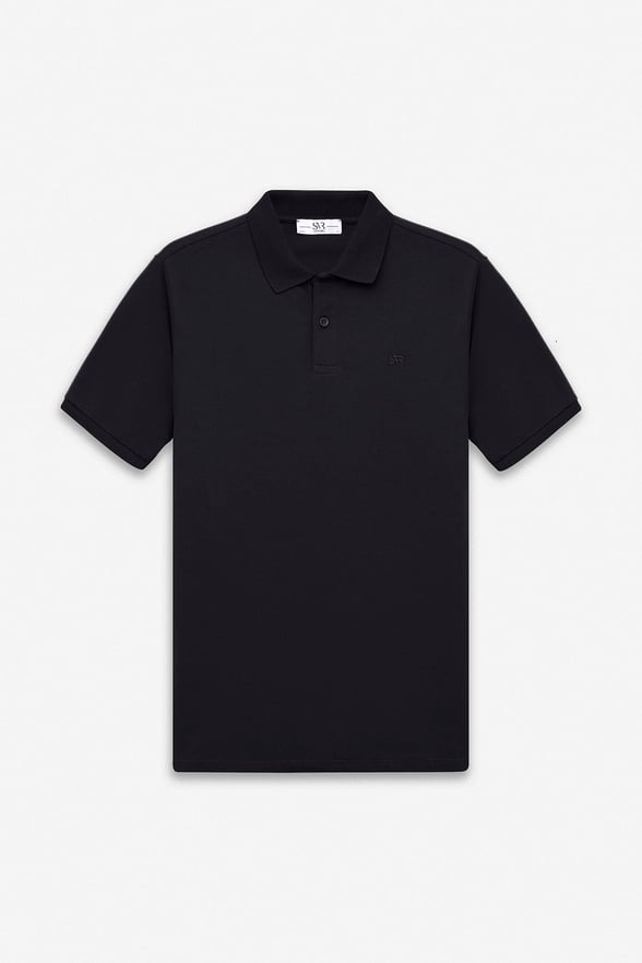 Siyah Slim Düz Fermuarlı Polo Yaka Tişört