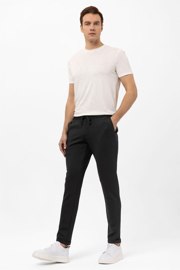 Siyah Slim Düz Jogger Pantolon