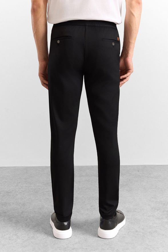 Siyah Slim Düz Jogger Pantolon