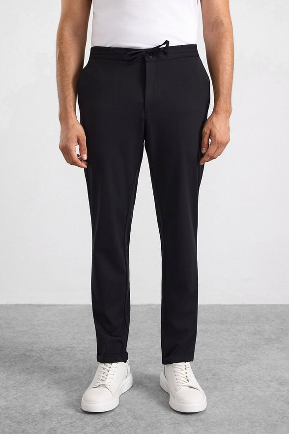 Siyah Slim Düz Jogger Pantolon