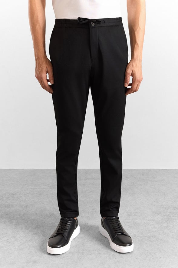 Siyah Slim Düz Jogger Pantolon