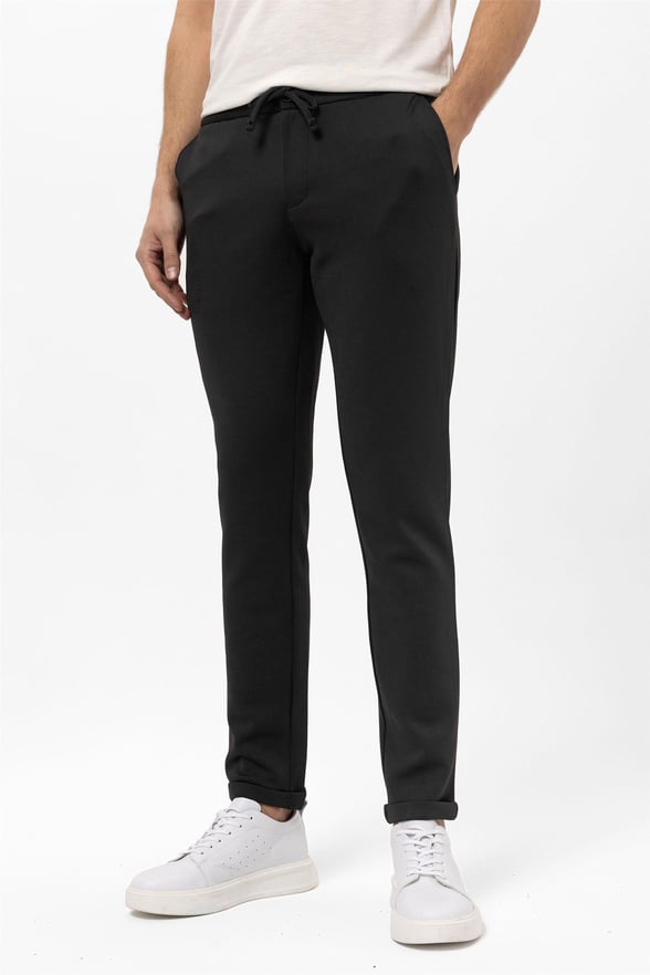 Siyah Slim Düz Jogger Pantolon