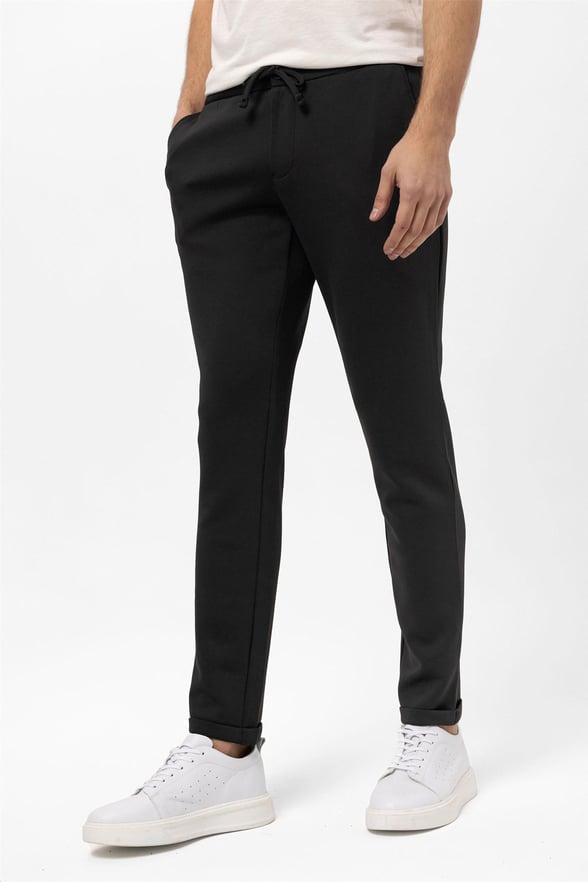 Siyah Slim Düz Jogger Pantolon