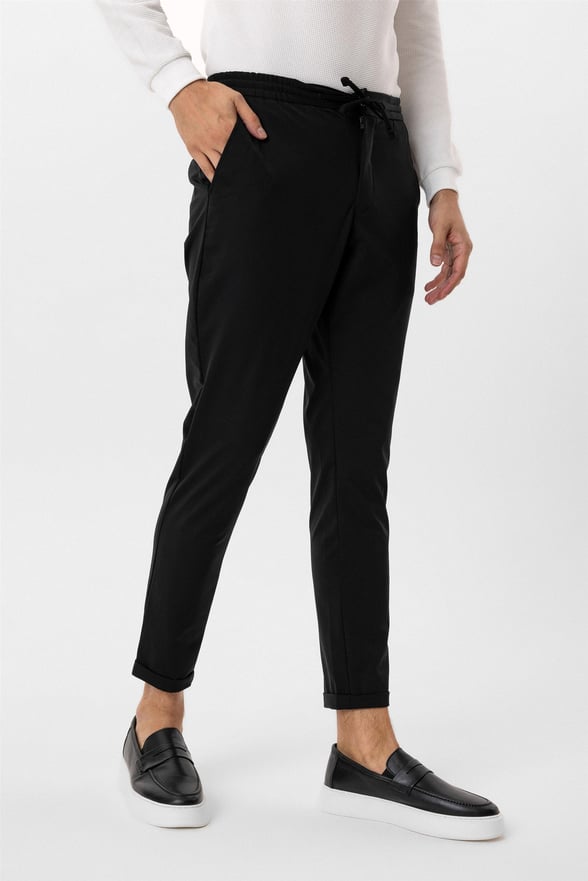 Siyah Slim Düz Jogger Pantolon