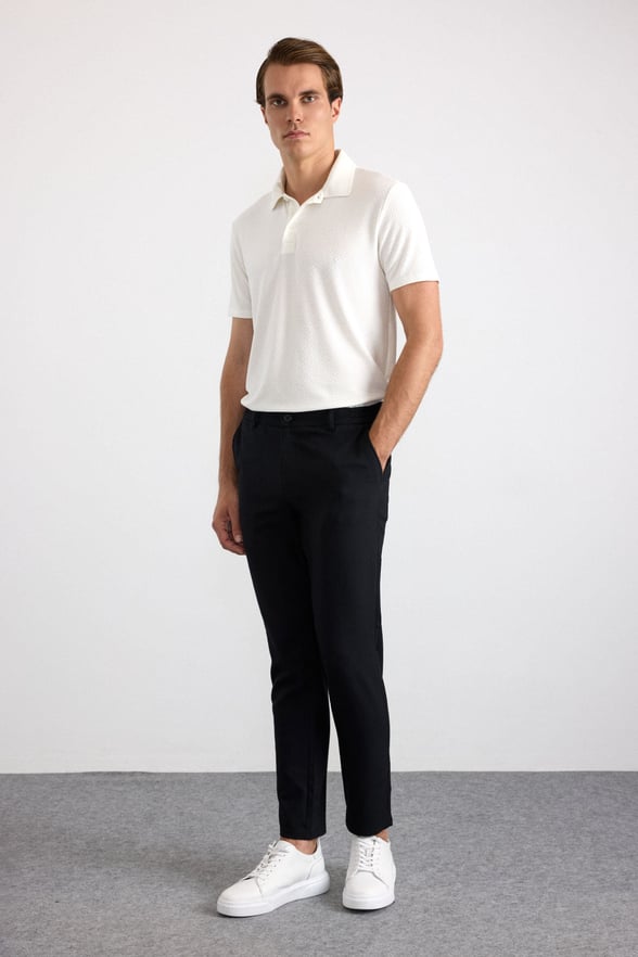 Siyah Slim Düz Jogger Pantolon