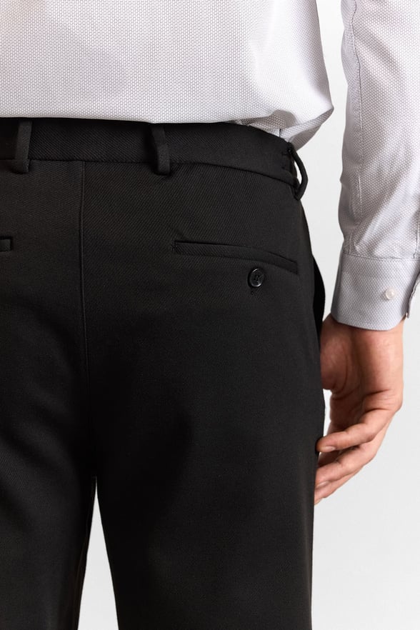 Siyah Slim Düz Twill Yarım Lastikli Jogger Pantolon
