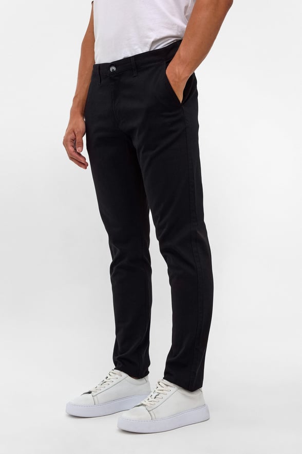 Siyah Slim Fit Armürlü Chino Pantolon
