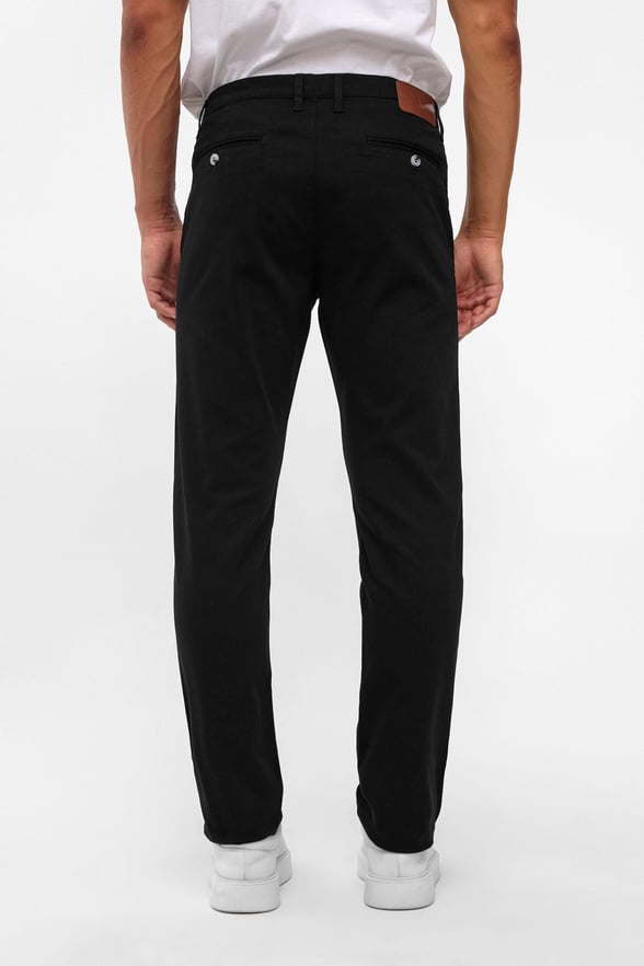 Siyah Slim Fit Armürlü Chino Pantolon