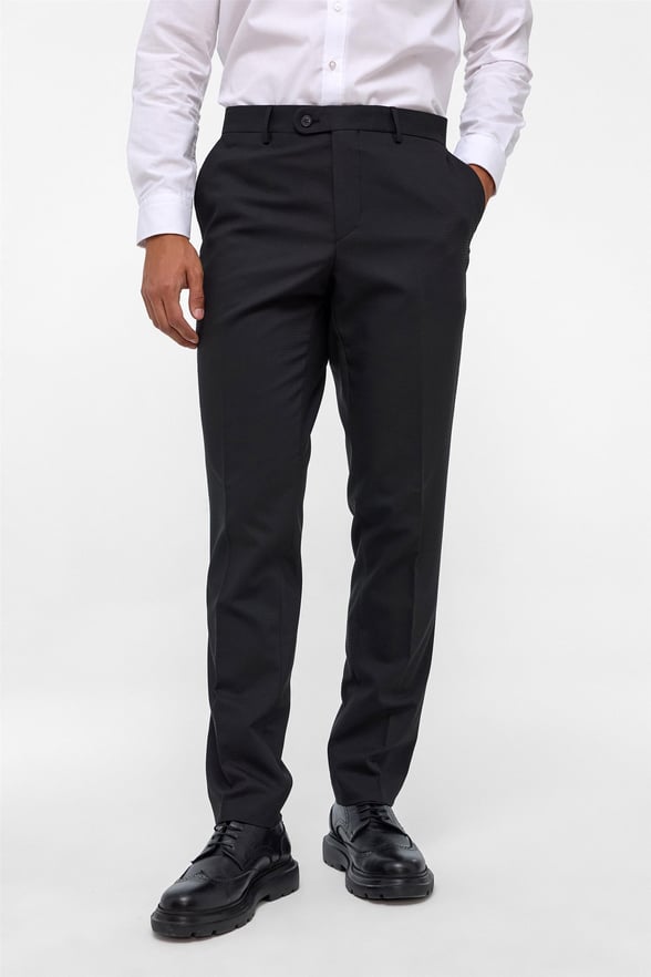 Siyah Slim Fit Armürlü Kumaş Pantolon