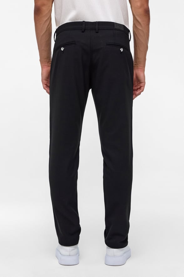 Siyah Slim Fit Desenli Kumaş Pantolon