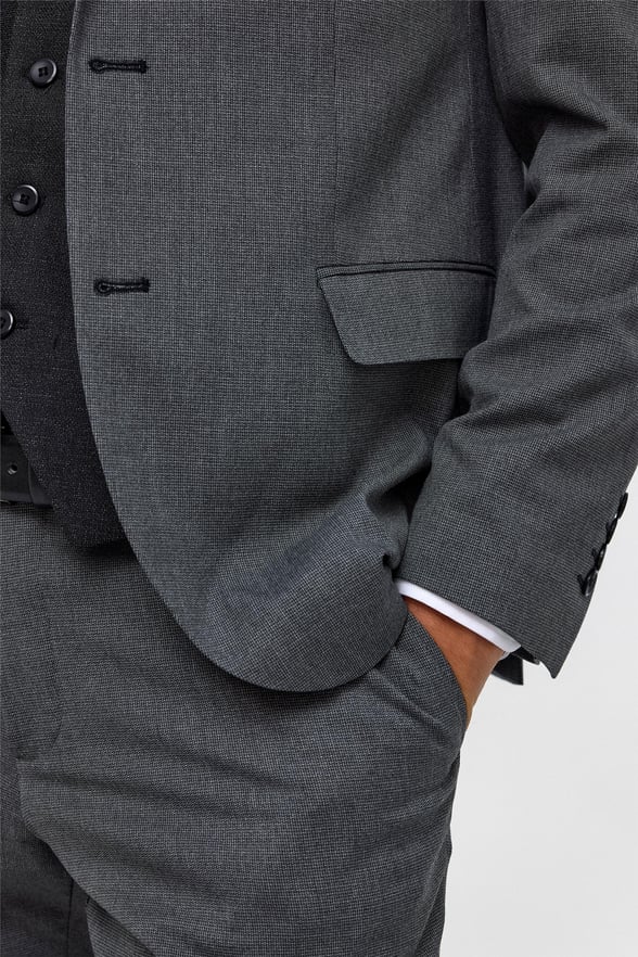 Siyah Slim Fit Desenli Sivri Yaka 6 Drop Yelekli Klasik Takım Elbise