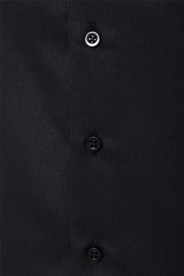 Siyah Slim Fit Düz Klasik Yaka Gömlek