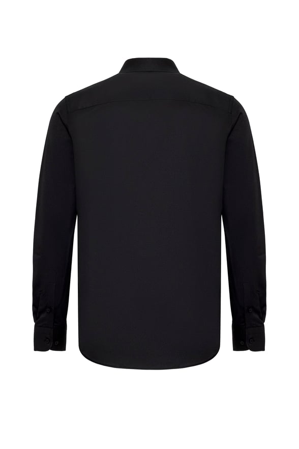 Siyah Slim Fit Düz Klasik Yaka Gömlek