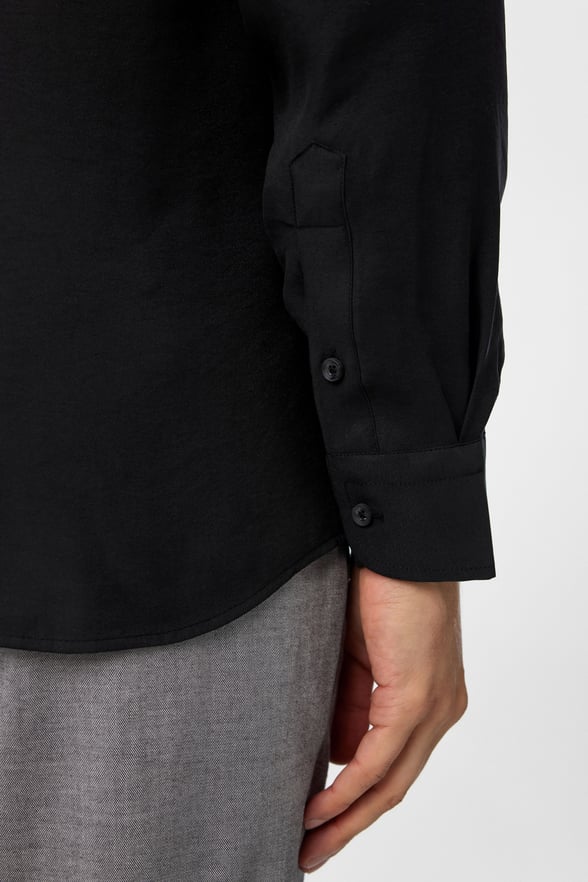 Siyah Slim Fit Düz Klasik Yaka Gömlek