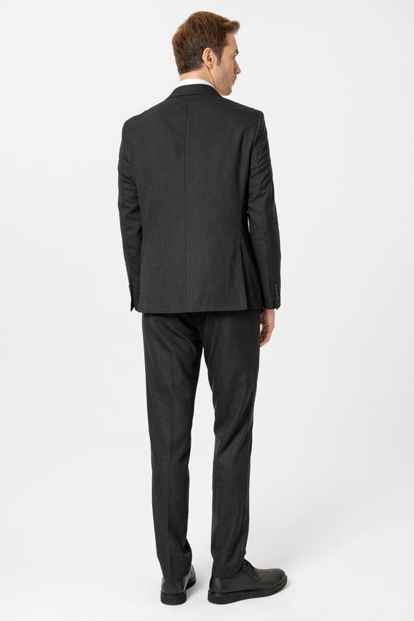 Siyah Slim Fit Düz Kruvaze Yaka 6 Drop Klasik Takım Elbise