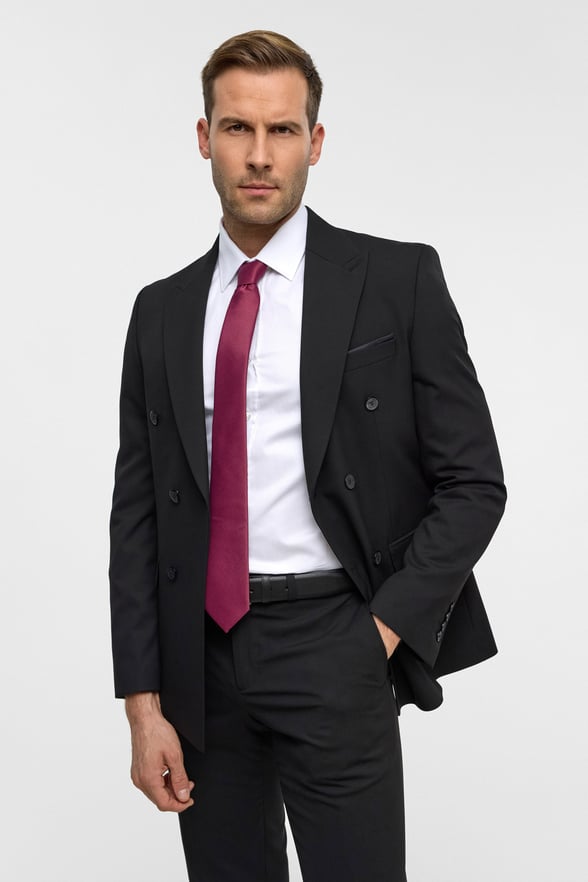 Siyah Slim Fit Düz Sivri Yaka 6 Drop Klasik Takım Elbise