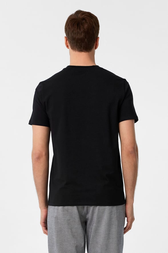 Siyah Slim Fit Düz V Yaka Tişört