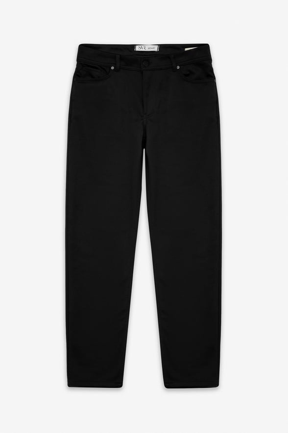 Siyah Slim Karışık Desen Armürlü Normal Bel Casual Pantolon