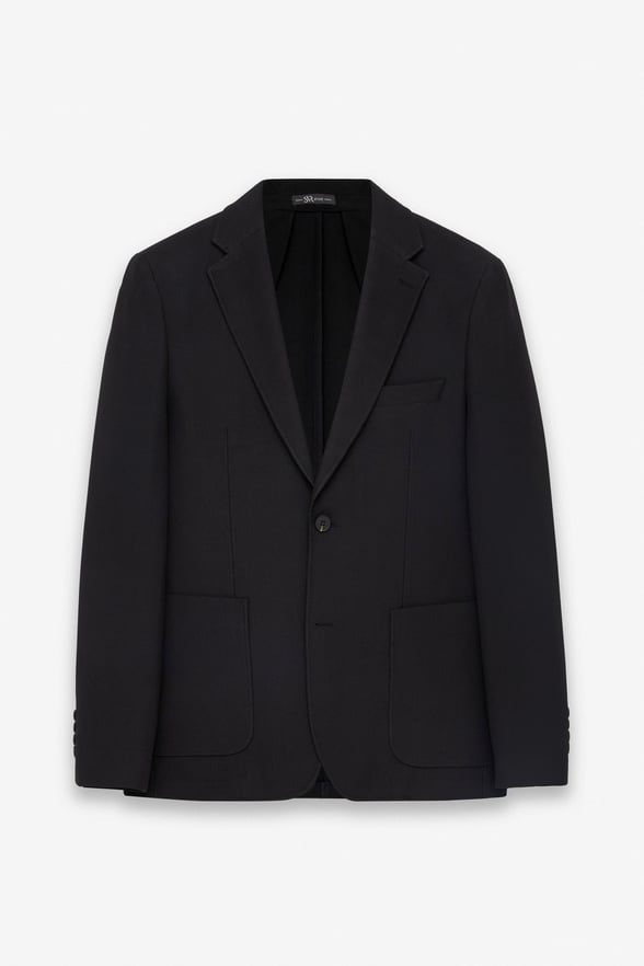 Siyah Slim Mono Yaka Düz Torba Cep 6 Drop Spor Takım Elbise