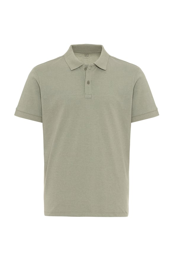 Su Yeşili Regular Armürlü Polo Yaka Tişört
