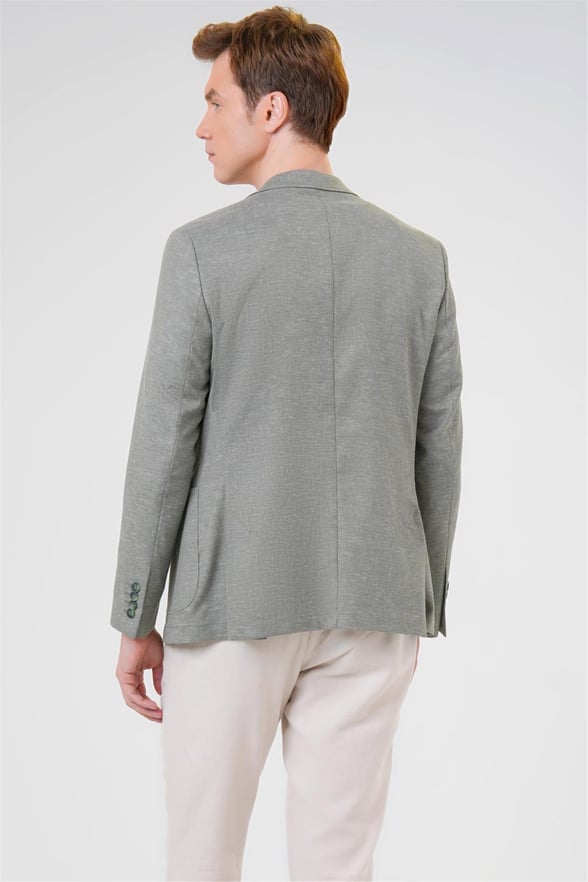 Su Yeşili Slim Baskılı Mono Yaka 6 Drop Ceket